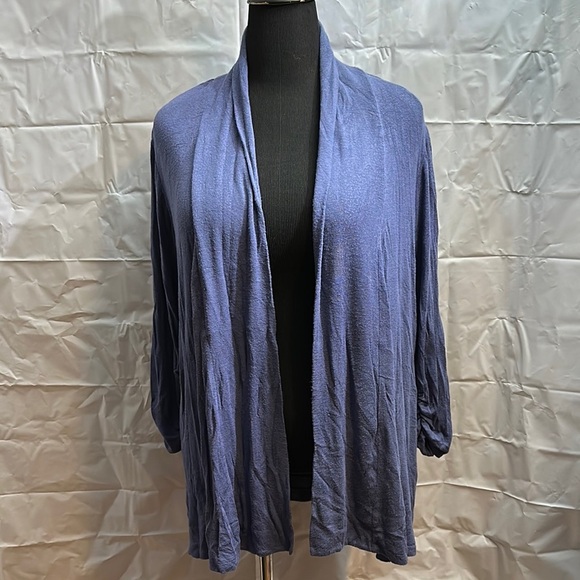 mod lusive Sweaters - Blue Open-Front Cardigan with Relaxed Fit